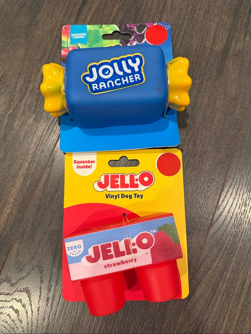 NWT  Blue & Yellow Vinyl dog Toy - Squeaker Inside lot of 2 8:4